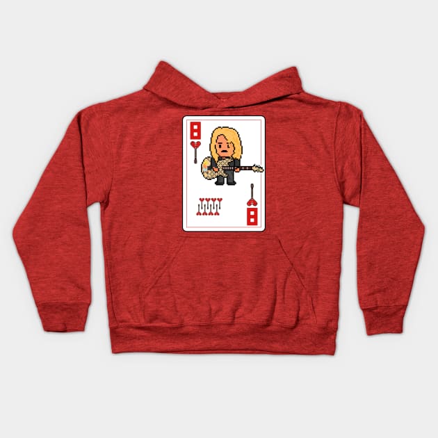 Pixelrockstars Eight of Hearts Playing Card Kids Hoodie by gkillerb